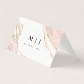 Agate Blush & Gold Glitzer Wedding Platzkarte (Rückseite)