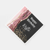 Agate Blush Pink Black Rose Gold Glitzer Geburtsta Serviette (Ecke)