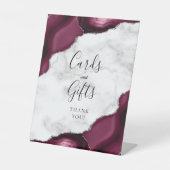 Agate Burgund Silver Marble Wedding Cards & Gifts Sockelschild (Vorderseite)