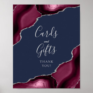 Agate Burgund Silver Navy Hochzeitskarten und Gesc Poster