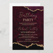 Agate Burgundy and Gold Birthday Celebrate Einladung (Vorne/Hinten)