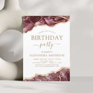 Agate Burgundy Geburtstagsparty jede zeitliche Ein