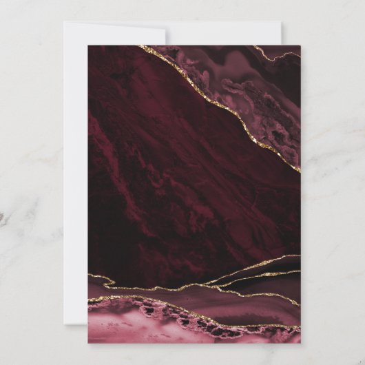 Agate Burgundy Gold 18. Geburtstag Einladung (Rückseite)