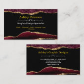 Agate Burgundy & Gold Imitate Glitzer Business Car Visitenkarte (Vorne/Hinten)