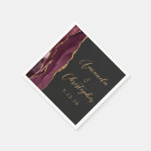 Agate Burgundy Gold Script Dark Wedding Serviette (Ecke)