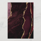 Agate Burgundy Gold Script Wedding Menükarte (Rückseite)