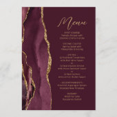 Agate Burgundy Gold Script Wedding Menükarte (Vorderseite)