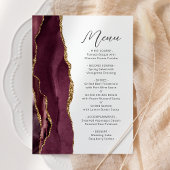 Agate Burgundy Gold Script Wedding Menükarte