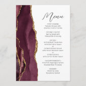 Agate Burgundy Gold Script Wedding Menükarte (Vorderseite)