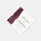 Agate Burgundy Gold Script Wedding Serviette (Ecke)