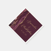 Agate Burgundy Gold Script Wedding Serviette (Ecke)