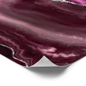 Agate Burgundy Silver Navy Blue Wedding Willkommen Poster (Ecke)