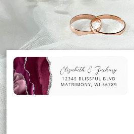 Agate Burgundy Silver Wedding Rücksendeadresse