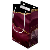 Agate Burgundy Wedding Muster Kleine Geschenktüte (Rückseite Schrägansicht)