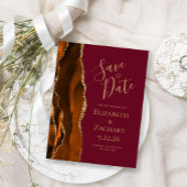 Agate Burnt Orange Gold Burgundy Save the Date Ankündigungspostkarte