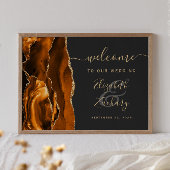 Agate Burnt Orange Gold Dark Wedding Willkommen Poster