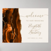 Agate Burnt Orange Gold Ivory Wedding Willkommen Poster (Vorne)