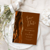 Agate Burnt Orange Gold Nutmeg Brown Save the Date Ankündigungspostkarte