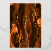 Agate Burnt Orange Gold Script Green Wedding Folieneinladung (Rückseite)