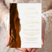 Agate Burnt Orange Gold Script Wedding Folieneinladung
