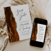 Agate Burnt Orange Gold Script Wedding Rett Save The Date