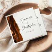Agate Burnt Orange Gold Script Wedding Serviette
