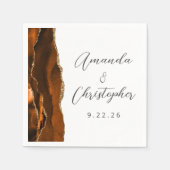 Agate Burnt Orange Gold Script Wedding Serviette (Vorderseite)