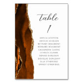 Agate Burnt Orange Gold Script Wedding Tischnummer (Vorderseite)