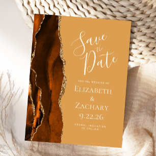 Agate Burnt Orange Honey Save the Date Ankündigungspostkarte