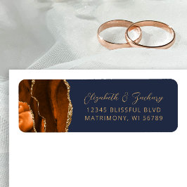 Agate Burnt Orange Navy Hochzeitssemble Rücksendea