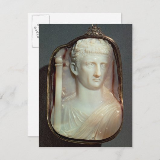 Agate Cameo trägt das Portrait von Claudius Postkarte (Vorne/Hinten)