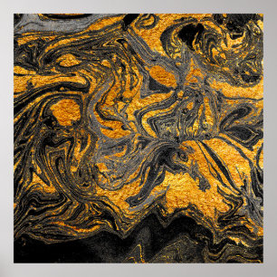 Agate Crystal. Futuristische moderne Suminagashi.  Poster