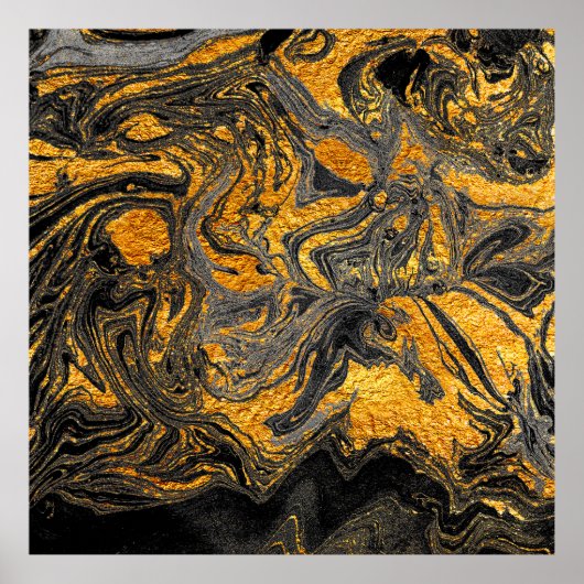 Agate Crystal. Futuristische moderne Suminagashi. Poster (Vorne)
