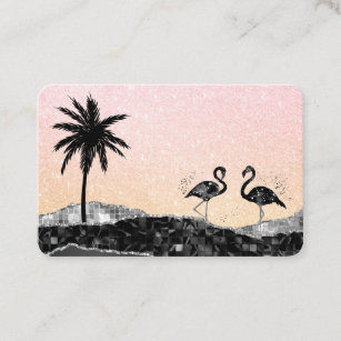 *~* Agate Crystal Palm Tree Tropical Flamingo Visitenkarte