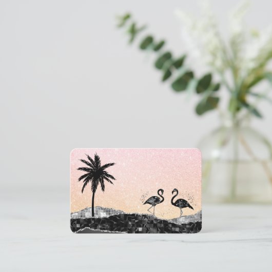 *~* Agate Crystal Palm Tree Tropical Flamingo Visitenkarte (Stehend Vorderseite)
