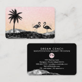 *~* Agate Crystal Palm Tree Tropical Flamingo Visitenkarte (Vorne/Hinten)