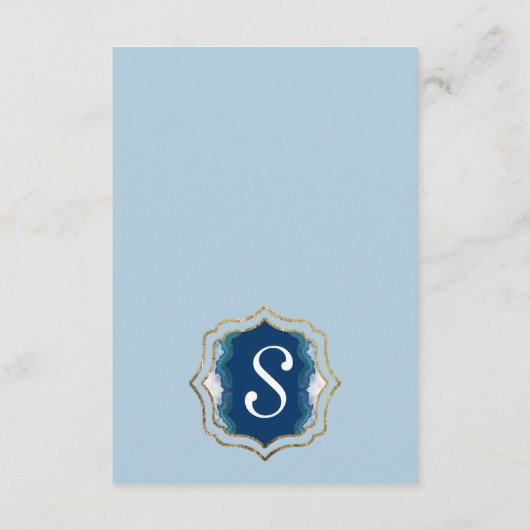 Agate Elegant Hübsch Blue Aquamarin Geode Informat Begleitkarte (Rückseite)