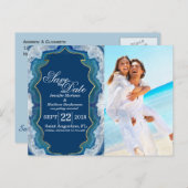 Agate Elegant Hübsch Blue Aquamarin Geode Muster Ankündigungspostkarte (Vorne/Hinten)