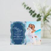 Agate Elegant Hübsch Blue Aquamarin Geode Muster Ankündigungspostkarte (Stehend Vorderseite)