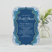 Agate Elegant Hübsch Blue Aquamarin Geode Muster Einladung (Stehend Vorderseite)