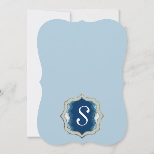 Agate Elegant Hübsch Blue Aquamarin Geode Muster Einladung (Rückseite)