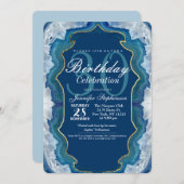 Agate Elegant Hübsch Blue Aquamarin Geode Muster Einladung (Vorne/Hinten)