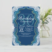 Agate Elegant Hübsch Blue Aquamarin Geode Muster Einladung (Stehend Vorderseite)