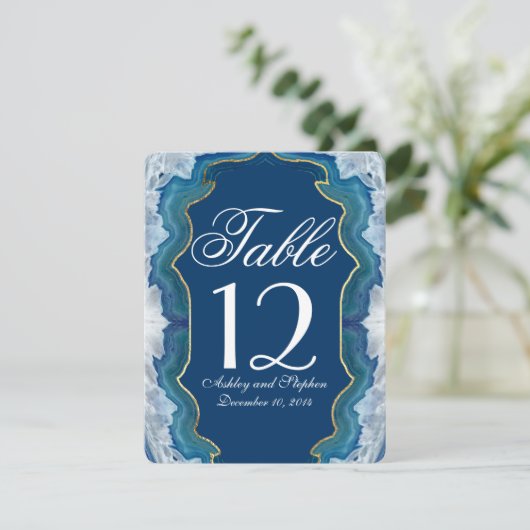 Agate Elegant Hübsch Blue Aquamarin Geode Muster Einladung (Stehend Vorderseite)