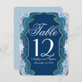 Agate Elegant Hübsch Blue Aquamarin Geode Muster Einladung (Vorne/Hinten)