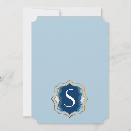 Agate Elegant Hübsch Blue Aquamarin Geode Muster Einladung (Rückseite)