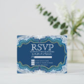 Agate Elegant Hübsch Blue Aquamarin Geode Muster Einladungspostkarte (Stehend Vorderseite)