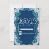 Agate Elegant Hübsch Blue Aquamarin Geode Muster RSVP Karte (Vorderseite)