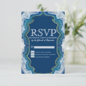 Agate Elegant Hübsch Blue Aquamarin Geode Muster RSVP Karte (Stehend Vorderseite)