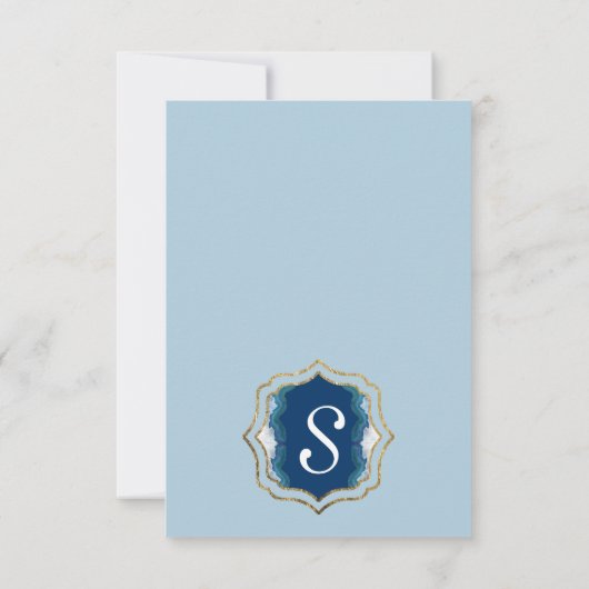 Agate Elegant Hübsch Blue Aquamarin Geode Muster RSVP Karte (Rückseite)